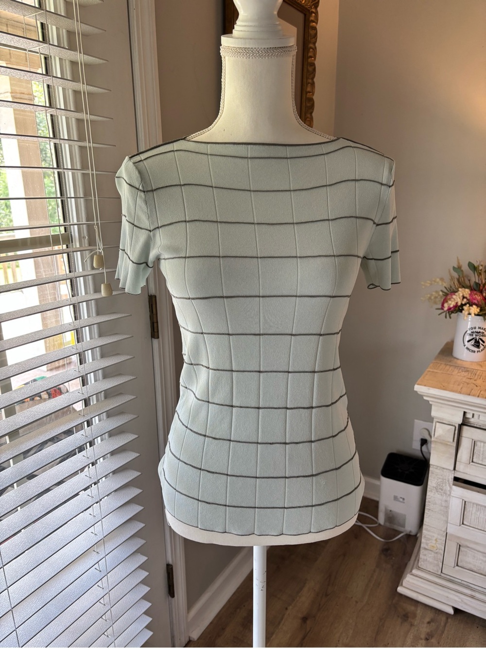 Armani Collezioni striped boat neck short sleeve  shirt size 6